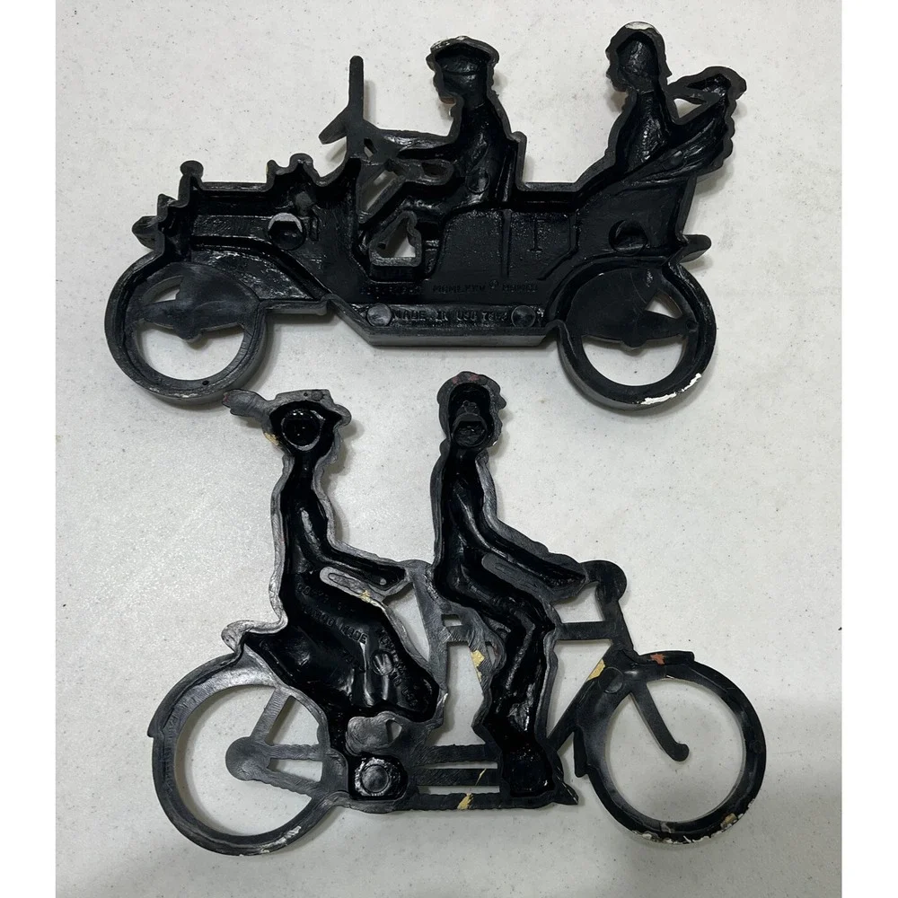 1975 Homco Wall‎ Hanging Plaques Plastic 7359 Automobile 7357 Tandem Bicycle